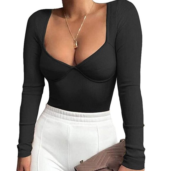 Zara Tops - Bustier Long Sleeve Ribbed Bodysuit Top